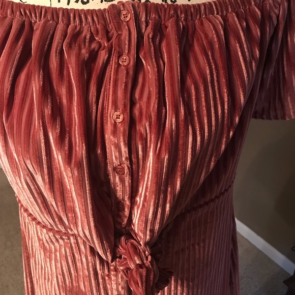 Dark Blush Pink Velvet Dress with Stretch NWT LG - Picture 2 of 9